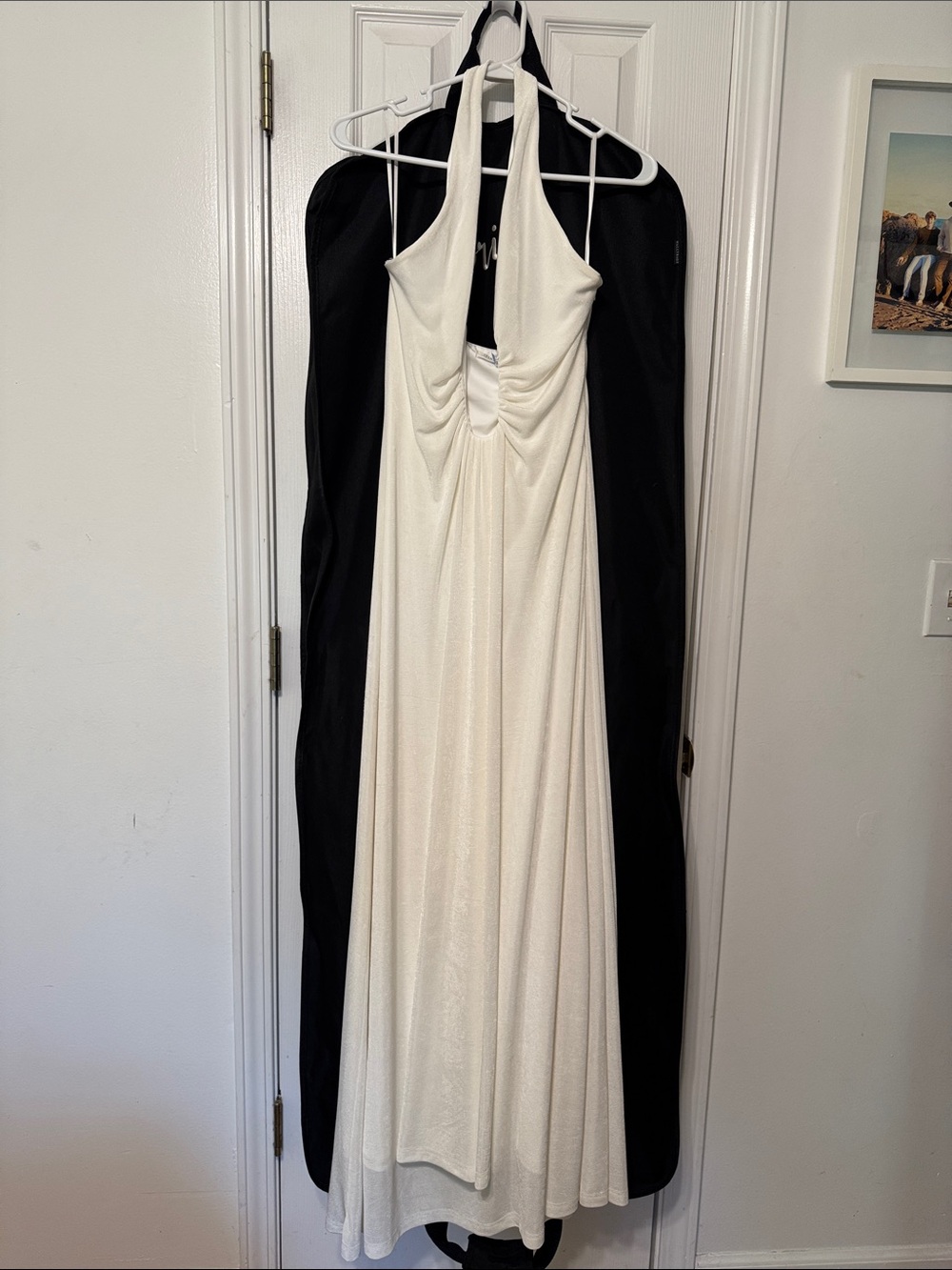 12th Tribe Ivory Halter Ruched Maxi Dress